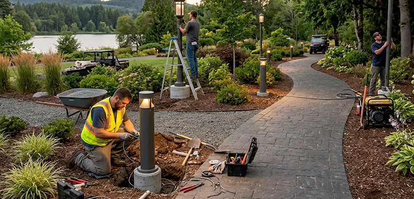 Landscape Post, Pole, and Bollard Lighting Installation in Somerville